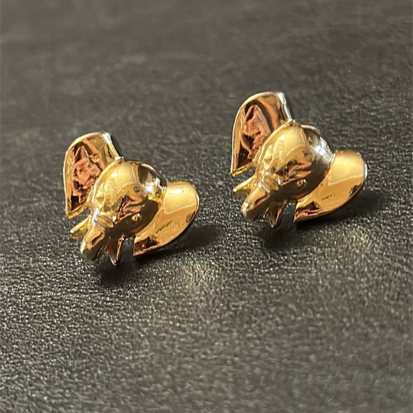 MIMI DI N 1978 Gold Tone Elephant Vintage Stud Earrings - Picture 1 of 11